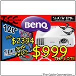 BenQ TW523 with 120" Screen, 2 Pairs 3D Glasses, 10m HDMI & Ceiling Mount $999.00 (10 only) @ The Cable Connection