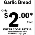 Domino's Garlic Bread $2 (Pickup)