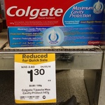 Colgate Maximum Cavity Protection Toothpaste 147g - $1.30 ea @ Woolworths Glen Huntly VIC