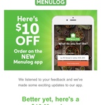 $10 Menulog Voucher - New Menulog App