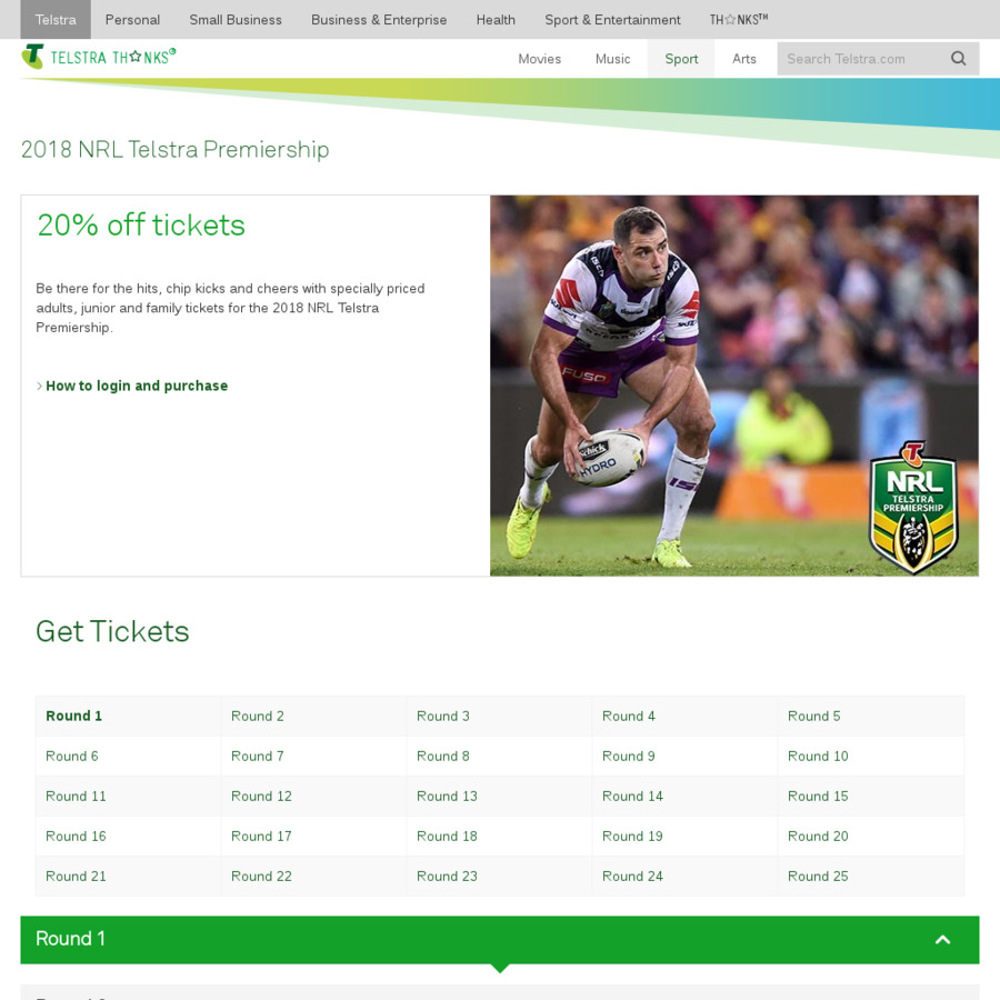 20 off NRL Tickets, 20 AFL Tickets to Selected Games for Members