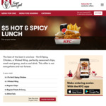 KFC $5 Hot & Spicy Lunch (Until 4pm Daily) 