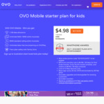 OVO Mobile - Mini Plan for Kids - $4.98 Per 30 Days for The First 3 Months ($9.95 after)