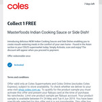 Free Sample Masterfoods Indian Cooking Sauce or Side Dish @ Coles via Flybuys App