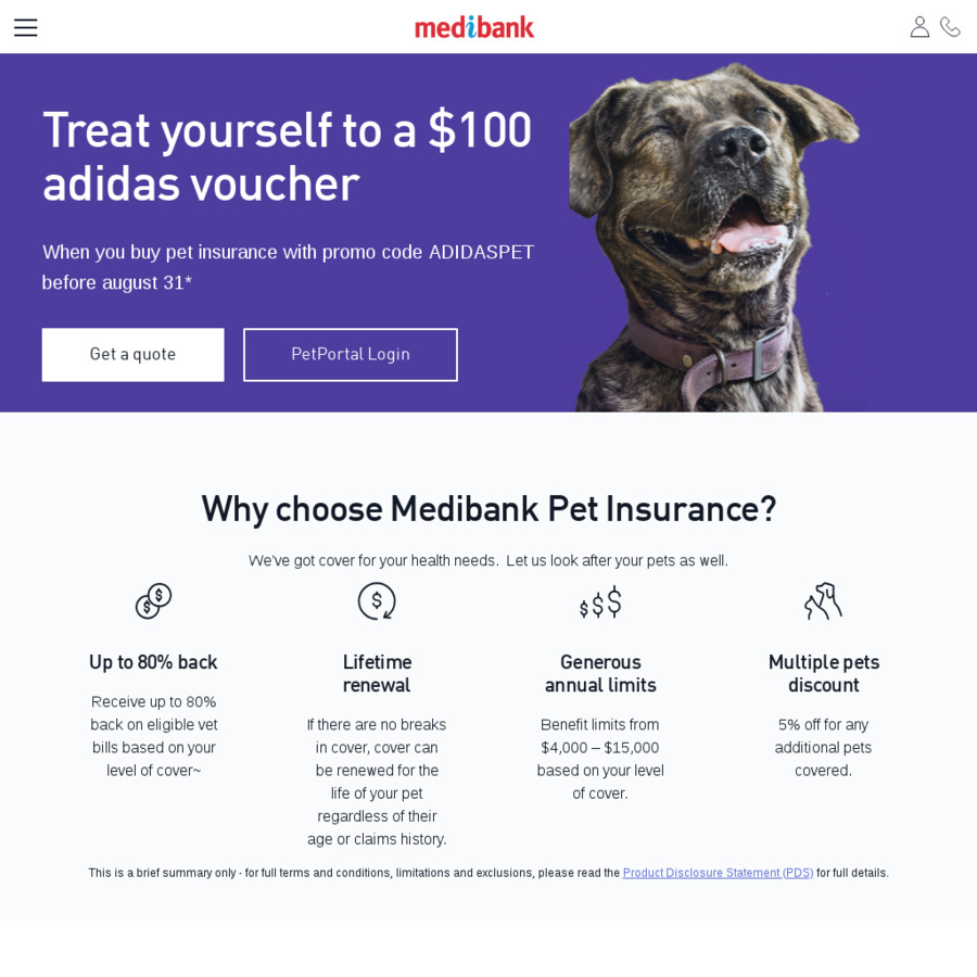 100 adidas Voucher When You Purchase Medibank Pet