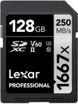 Lexar Professional 1667x SDXC UHS-II/U3 Card 128GB- $41.68 + $7.21 Delivery (Free with Prime) @ Amazon US via AU