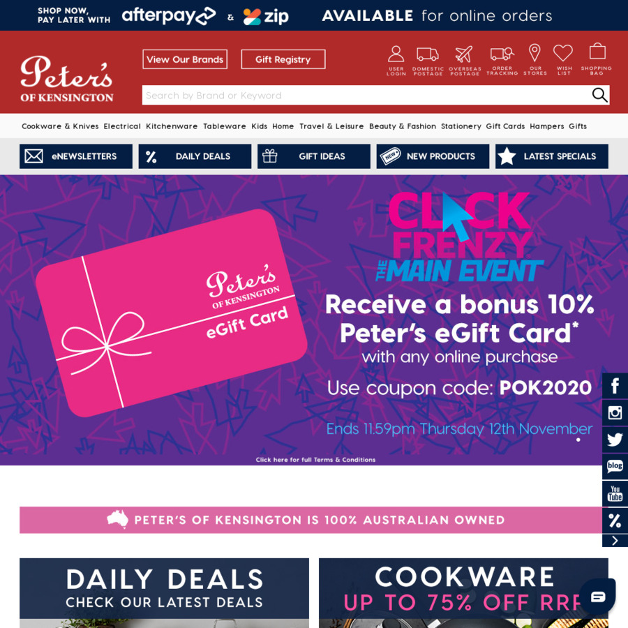 Bonus 10 Peter's of Kensington eGift Card with Any Online Purchase (No