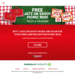 Purchase 3x Jatz or Savoy Snacks in a Single Transaction at Woolworths and Claim a Picnic Rug @ Arnott's