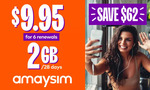 $9.95 ($8.95 with Coupon Expired) for Six 28-Day Renewals of amaysim 2GB Mobile Plan (Total Value up to $72) @ Groupon