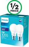 ½ Price Philips LED Globe 2-pack 1055lm Range $6.50 @ Woolworths