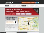 2XU Friends and Family Annual Clearance Sale - 25 - 26 May 12 (Melbourne, Collingwood Town Hall)
