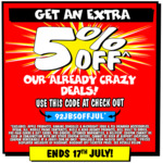 Extra 5% off (Excludes Apple, Dyson, DJI, XBOX/PS5 Branded Accessories) @ JB Hi-Fi (Online)