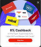 8% Cashback on Super Retail Group Gift Cards (Supercheap Auto, rebel, BCF, Macpac) @ Shopback App
