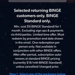 Binge Standard $9/Month for 4 Months @ BINGE (Returning Customers)