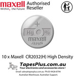 10 × Maxell CR2032 High Density Lithium Coin Button Batteries: $12.71 ($12.41 with eBay Plus) Delivered @ Tapesplus_jeremy eBay