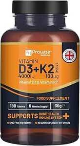 Vitamin D3 4000IU & K2 MK7 100µg 180 Vegetarian Tablets $27.99 + Delivery ($0 with Prime/ $59 Spend) @ PH PROWISE Amazon AU