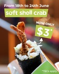 Soft Shell Crab Sushi Roll $3 (Was $4.80) in-Store Only (Limit 2 Per Transaction) @ Sushi Hub