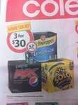 Pepsi, Solo or Schweppes Soft Drink 24x375ml 3 for $30 (Save $24) @ Coles