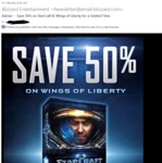 Starcraft 2: Wings of Liberty 50% off (Blizzard Site) = $24.95
