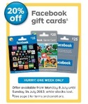 20% off Facebook Gift Cards @ Australia Post Starts Today until 14th July