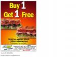 Subway buy one 6-inch sub get one free -selected SE QLD stores