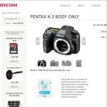 Pentax K-3 Body + 8GB Flucard Pro Wireless SDHC for $1244 Delivered