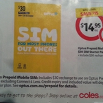 Under 1/2 Price Optus $30 Pre-Paid Sim Packs at Coles, NOW $14.95 Each- from 10th Sept