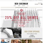 25% OFF ALL SHIRTS AT BEN SHERMAN - 4 Days Only (in Store & Online)
