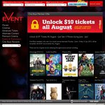 $10 Movie Tickets for August for Members Who See 4 Movies during June/July @ Event Cinemas
