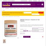 12% off Swisse Calcium + Vitamin D 150 Tablets: $7.91 (+ $9 Shipping or Free Shipping for Orders $99+) @ Pharmadealonline.com.au