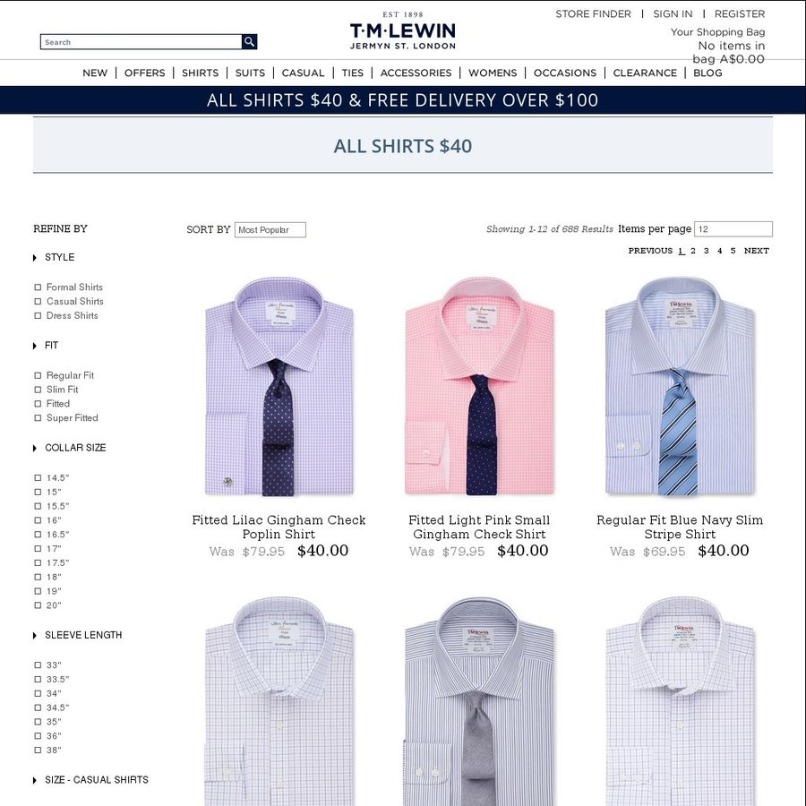 T.M.Lewin - All Shirts for $34.80 Each with Free Delivery On Orders ...