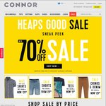 Connor Up to 70% Off, T-Shirts $8 Shirts $24,, Shorts $24, Chinos & Denim $24 With Signup to Newsletter