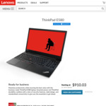 Lenovo ThinkPad E580, i5-8250U, 15.6" FHD IPS, 8GB DDR4 RAM, 256GB SSD $910.03 Delivered at Lenovo