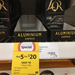 Lor Coffee Capsules 5 for $20 at coles