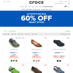 60% off Selected Styles + Free Shipping  @ Crocs