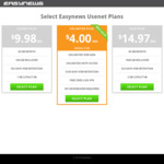 Easynews Usenet Plan - $4.00 Per Month USD - Unlimited Web Gigs with 3,338 Days Web Retention - Annual Plan
