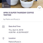 [NSW] Free Coffee Tasting @ Pablo & Rusty’s, 4th Apr 4-6.30pm (North Ryde)