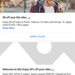 [WA] $8 off for Existing Customers @ Ola Cabs Perth