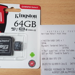 Kingston 64GB microSD Card $15.00 @ Australia Post