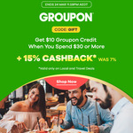 Spend $30+ on Local and Travel Deals, Get $10 Groupon Credit @ Groupon (Stacks with 15% ShopBack)