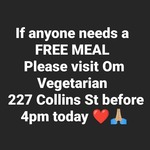 [VIC] Free Vegetarian Meals for Anyone in Need @ Om Vegetarian Restaurant, Melbourne CBD