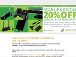 20% Cashback on Xbox 360 Accessories and Kinect Sensor