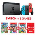 Nintendo Switch Neon Console, Pokemon Snap, Mario Rabbids, Mario Kart 8 + 3 Months Nintendo Switch Online $499 + Del @ EB Games