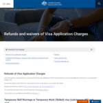 Visa Application Fee Refunds and Waivers via Department of Home Affairs [Various Conditions and Fee Waived]