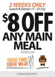 $8 off Any Main Meal over $20 at 240 Venues in Qld, Vic, WA, SA, NSW, Tas