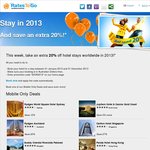 20% off RatesToGo.com - Bookings between 01 Jan - 31 Dec 2013