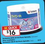  Verbatim 50 pack DVD+/-R Spindle - $16 at Harvey Norman