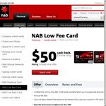 NAB $50 Cash Back on New Low Fee Card