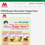 MOS Burger November Happy Hour - Save up to 31% (SE QLD)