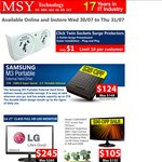 MSY: Twin Socket Surge Protector $1, Samsung M3 2TB Portable Hard Drive $124 + others